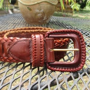 Gammon Shire Brown Leather Woven Boho Belt Size 30